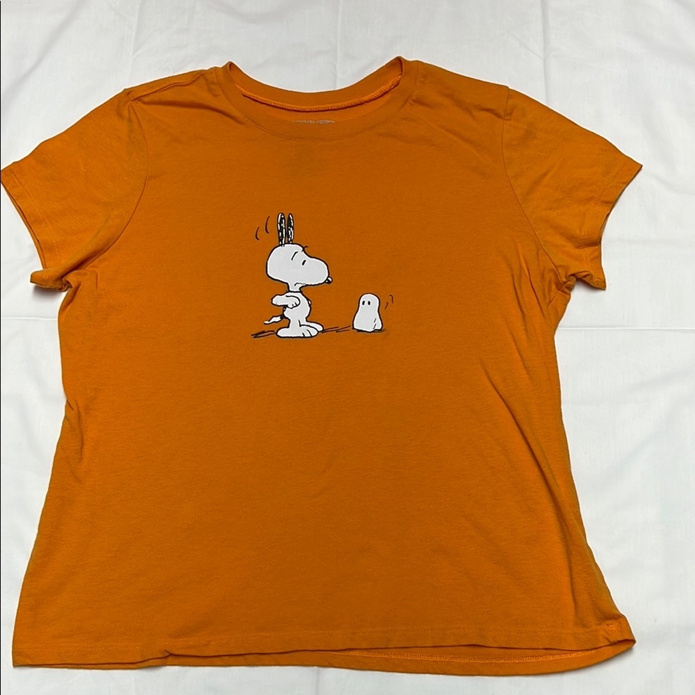 Peanuts women’s Halloween graphic tee size XXl ghost orange short sleeve